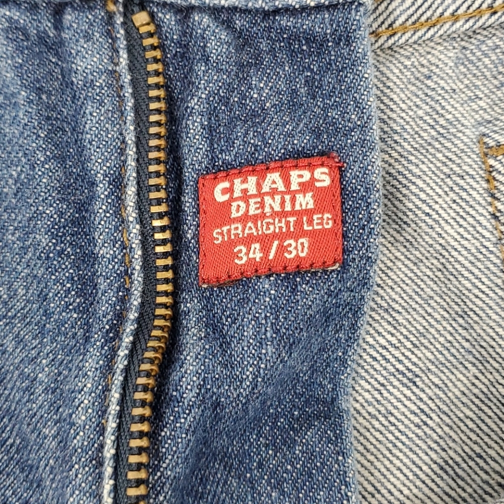 Chaps Denim Straight Leg Blue Jeans Men's 34/30 - Picture 7 of 11